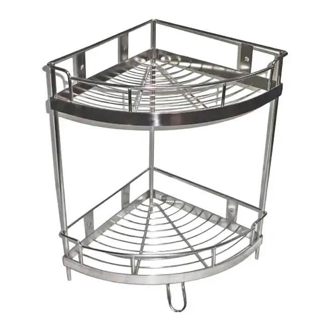 Kệ Góc Inox Nhà Tắm 2 Tầng, Hàng Inox Cao Cấp, Có Hàn Sẵn Móc Treo, Tiết Kiệm Không Gian