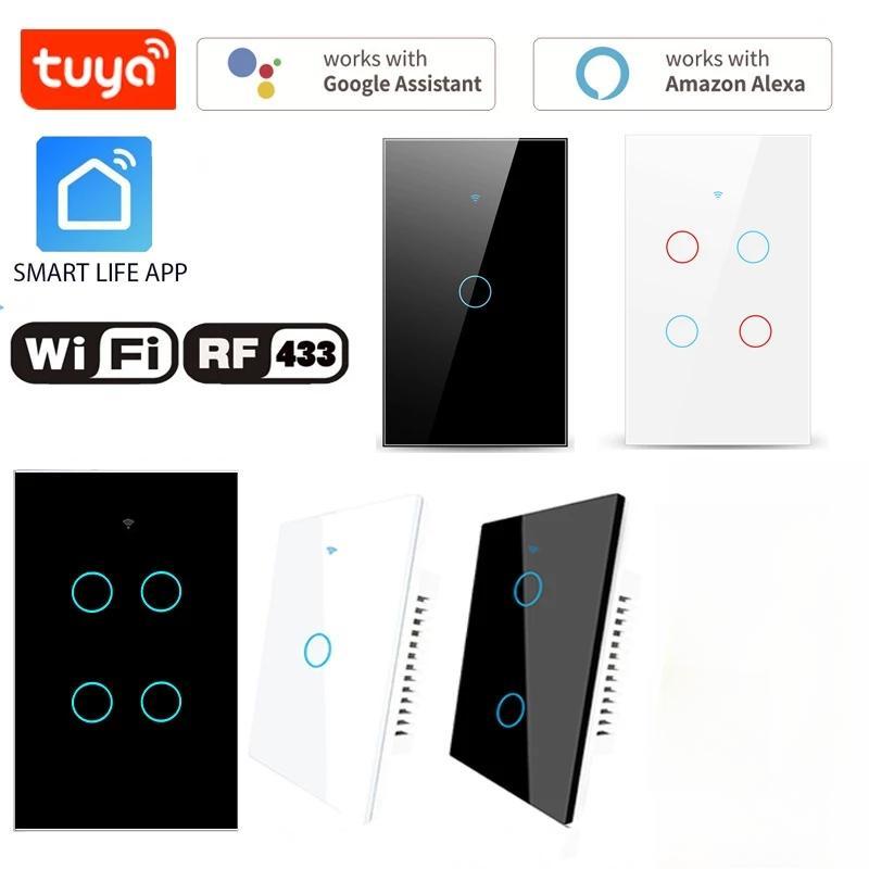 Tuya Wifi1 2 3 Gang Công Tắc Đèn Wifi Thông Minh Công Tắc Cảm Ứng Treo Tường Không Có Trung Tính Dây Cho Alexa và Google Home