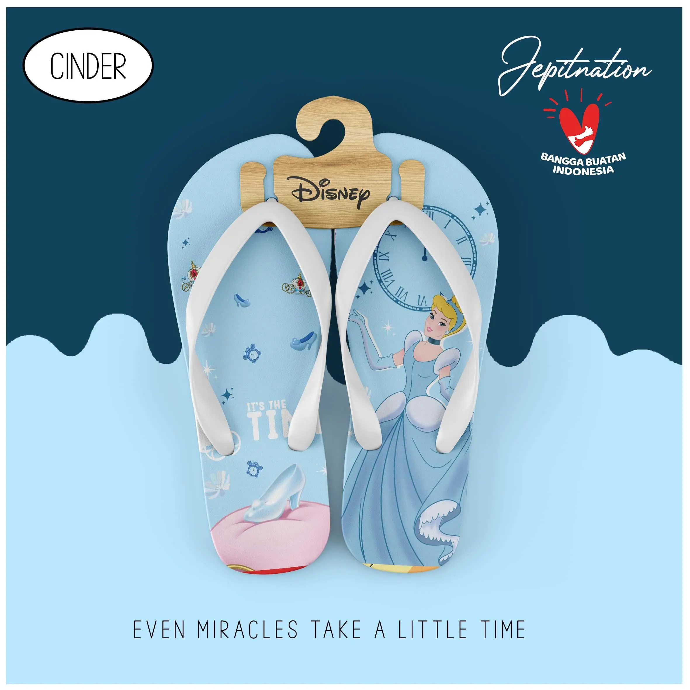 [SANDAL JEPIT V2] cinderella disney (CINDER), JEPITNATION Sendal Jepit Cowo Pria Wanita Perempuan Dewasa Anak Balita Sandal Santai Sendal Spons Bukan Karet flip flop Antislip
