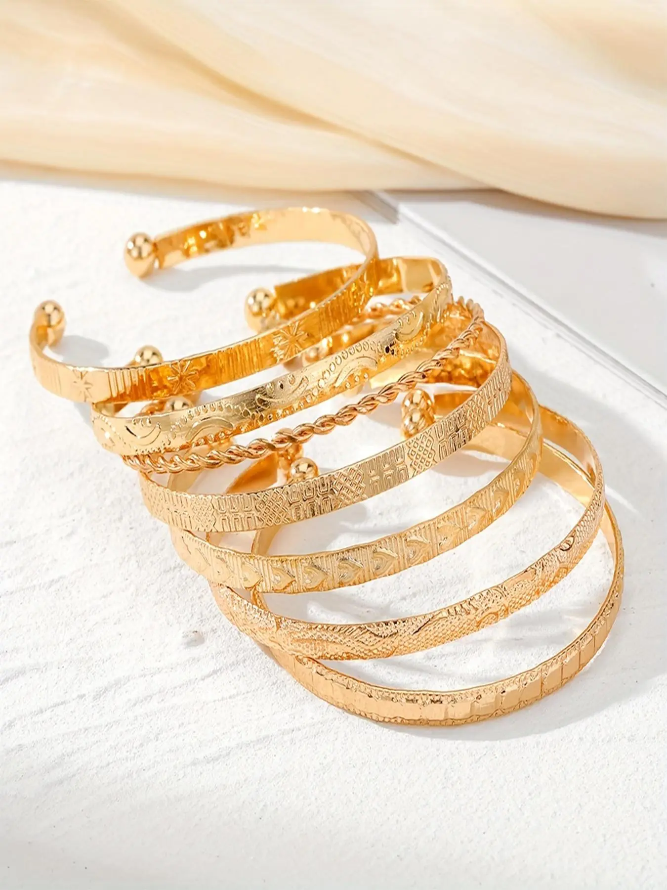 Fashionable Punk Style Twist Cuff Bangle (7pcs), 2024 New Dainty Jewelry for Daily Clothing Decor, Party, Chic All-match Jewelry As Gift for Girlfriend & Boyfriend