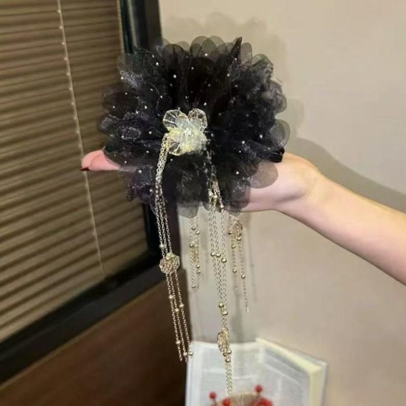 Kẹp Tóc Càng Cua, Thiết Kế Hoa Mẫu Đơn Thanh Lịch, Phụ Kiện Cài Tóc, Kẹp Tóc Tua Rua, Dành Cho Nữ 6