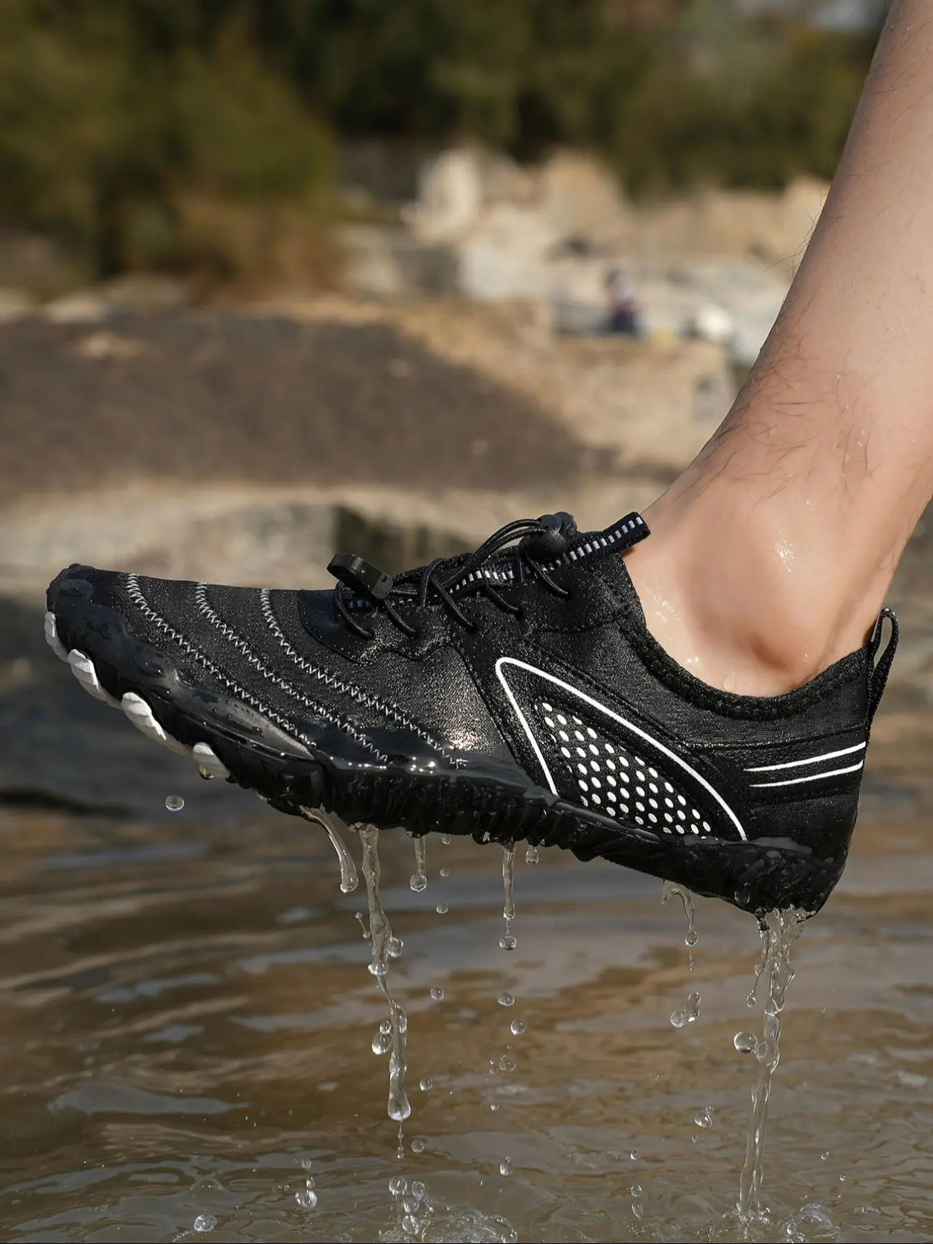 Unisex Colorblock Quick Drying Lightweight Water Shoes, Breathable Comfortable Sports Shoes for Beach, Swimming Pool and Hiking