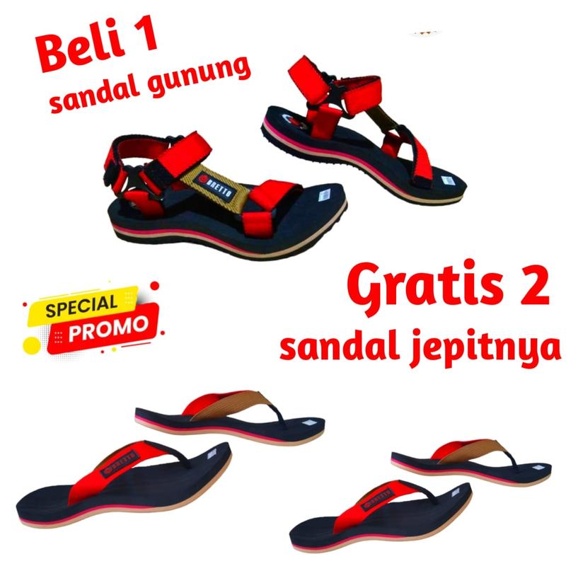 HOT Beli 1 Sandal gunung Gratis 2 Sandal jepit/promo Beli1 gratis2 sandal  pria terbaru/sandal gunug dewasa/sandal/sandal gunung pria dewasa/saandal gunung pria outdoor Sandal Karet Kasual Canvas 1