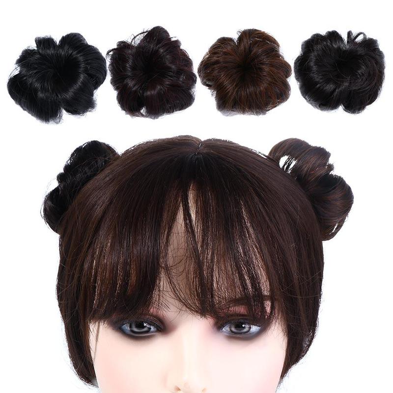 Product Introduction of Fluffy Multicolor Fashion Synthetic Girls Children Kids Headwear Cute Fake Hair Bun Short Curl Chignon Baby Hair Wig Ball Head Hairpin The Tide Girl Wig 8