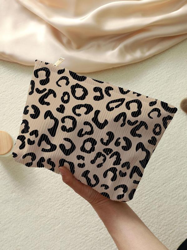 Fashion Leopard Pattern Makeup Bag, Lightweight Multi-functional Makeup Bag, Casual Trendy Versatile Cosmetic Bag 2