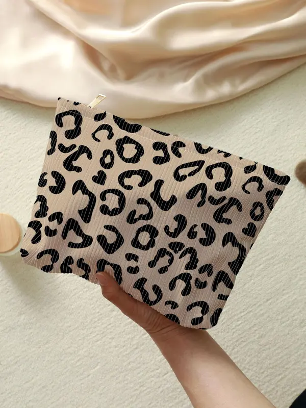 Fashion Leopard Pattern Makeup Bag, Lightweight Multi-functional Makeup Bag, Casual Trendy Versatile Cosmetic Bag 2