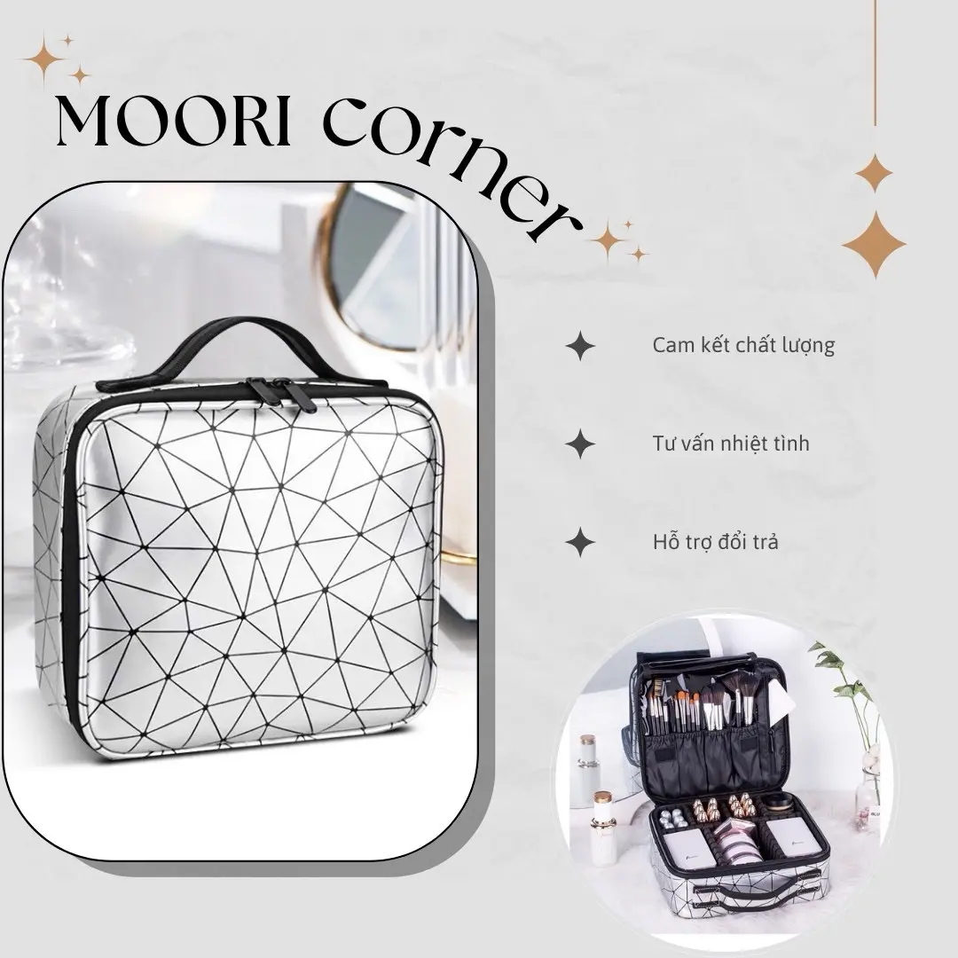 Túi trang điểm cá nhân, cốp da PU đựng đồ trang điểm, đồ phun xăm, nail mi - Phụ kiện Moori ,Bag