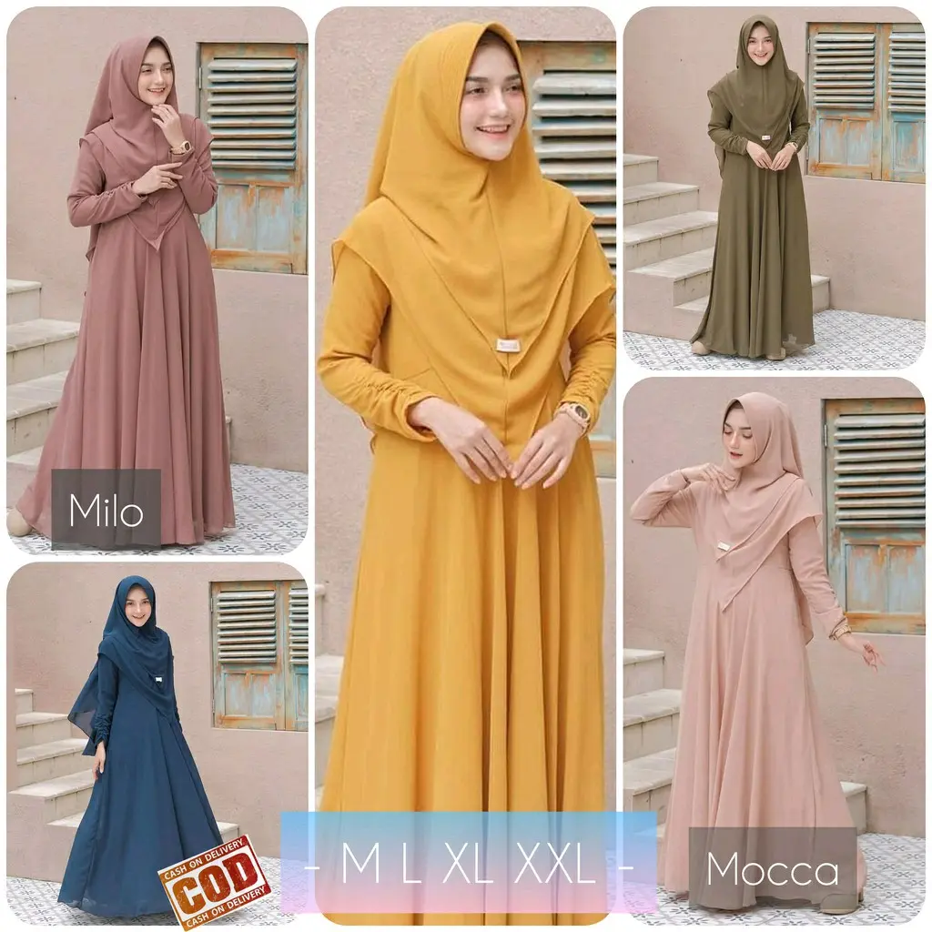 Mayra Gamis Syar'i COD Gratis Hijab - Moscrepe Tidak Nerawang