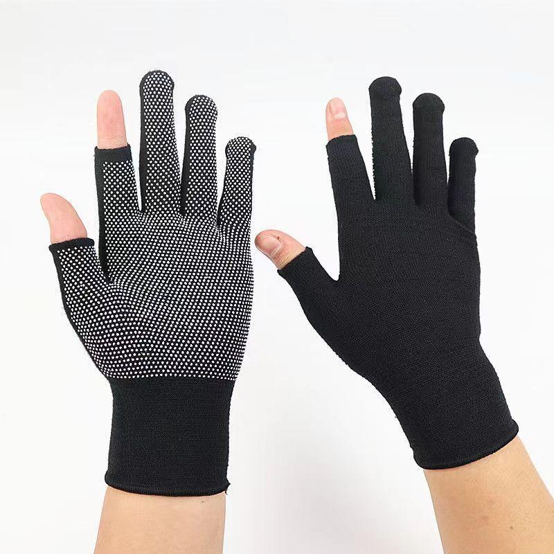 Product Introduction of Open Finger Half Finger Cotton Gloves with Rubber Dimples Non-Slip Fishing Courier Riding Nylon Touch Screen Point Plastic Labor Protection Gloves Wholesale foxgloves 10