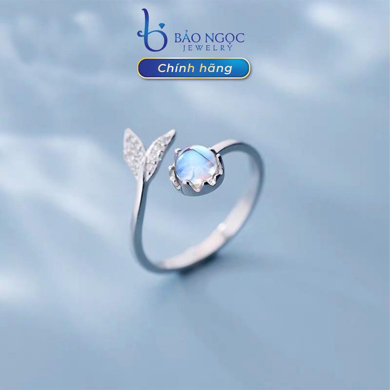 Mỹ Nhân Ngư Nhẫn Bạc Nữ S925 Thiết Kế Hình đuôibạc Tính Độc Đáo Đính Đá Zircon - N2460 [Bảo Ngọc Jewelry]