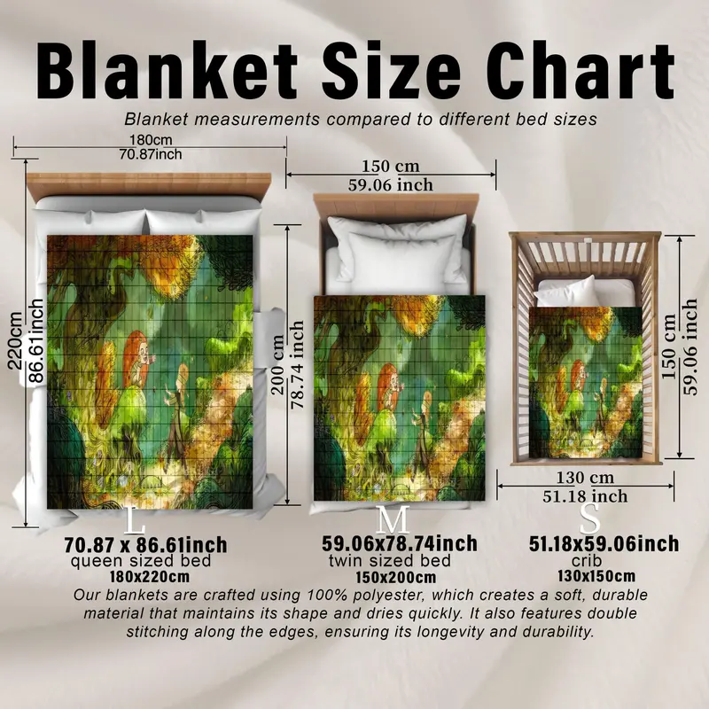 Cartoon Pattern Blanket, Soft Warm Throw Blanket, Air-conditioned Room Blanket, Warm Nap Blanket for Home Office Travel 1