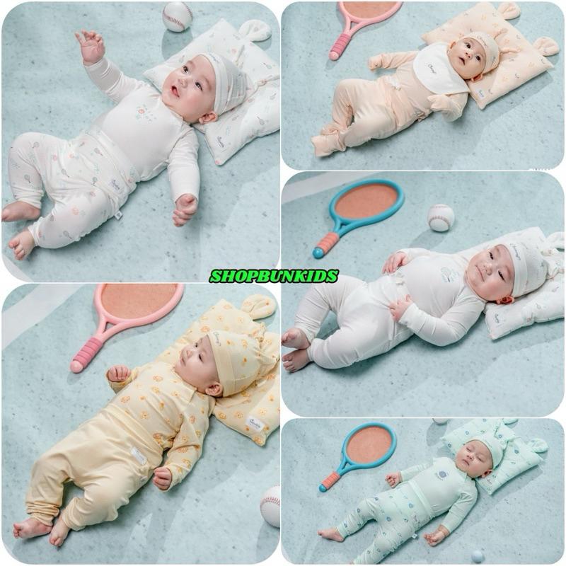 Bộ quần áo dài tay cài chéo CHAANG sơ sinh vải cotton mỏng mát Cho Bé
