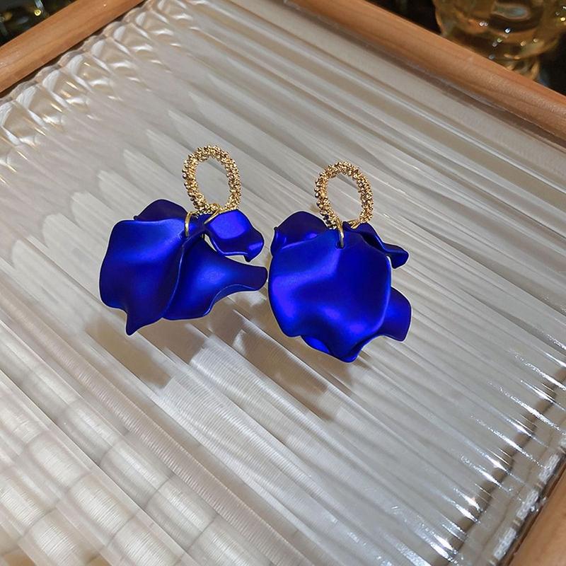 Product Introduction of Unique Exquisite Petal  Alloy Temperament Ear Drop Stud Earrings Korean Style Dangle Earrings Women Drop Earrings Girl Exaggerated Earrings 8