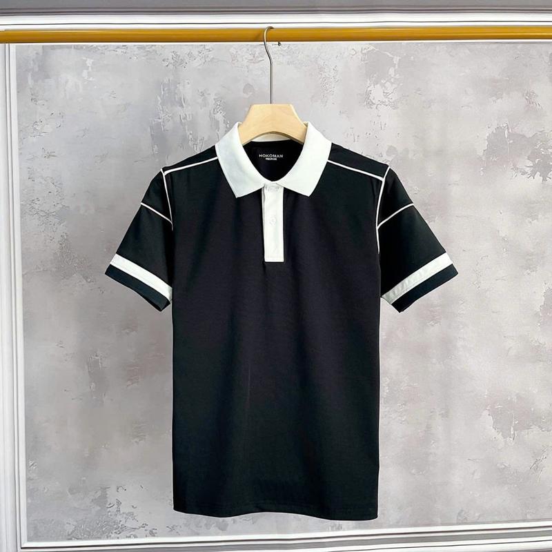 Áo Polo Basic phối viền cao cấp -vải cotton cá sâu - đứng from tôn dáng ,lịch lãm 2