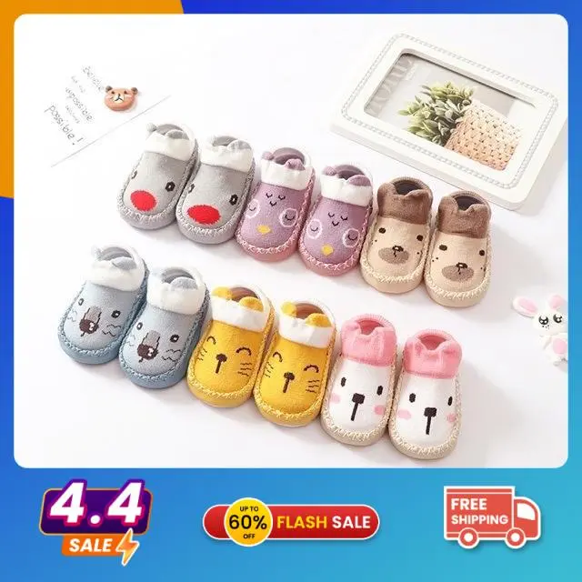 Vớ kiêm giày tập đi cho bé chất Thun Vải Cotton siêu mềm mại, êm chân, có gai chống trượt an toàn cho bé tập đi. giay tap đơn giản đốm trắng Dưới mắt cá chân White Shoes Cao Su sợi polyester hình dạng tất & quần tất dớ dò terylene động vật in tat xinh giầ