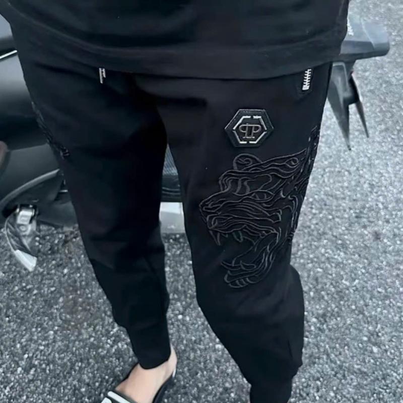 Quần jogger nam Philipp thêu hổ ở đùi, có logo kim loại và khoá kéo chát Umi co dãn Menswear Pants