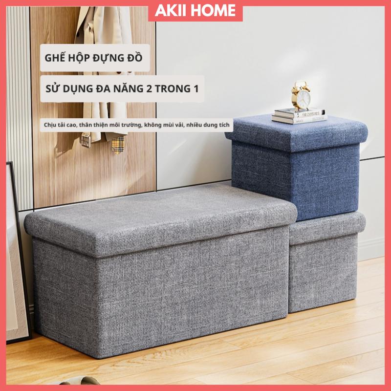 Hộp đựng đồ đa năng kiêm ghế ngồi sofa, khung gỗ bọc vải Cation hoặc da cao cấp, chịu tải cao Akii Home TD62