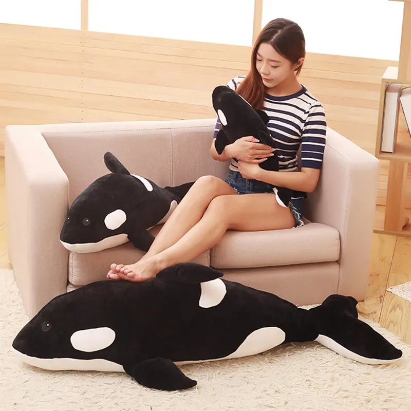 Boneka paus orca ukuran jumbo 80 cm Mainan anak karakter lucu bahn halus dan lembut cocok buat teman bermain 8