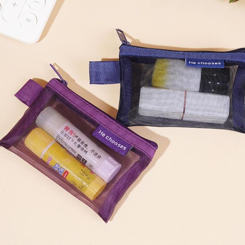 Product Introduction of Portable Mesh Coin Purse Large Capacity Transparent Lipstick Bag Zipper Multifunction Key Bag 12
