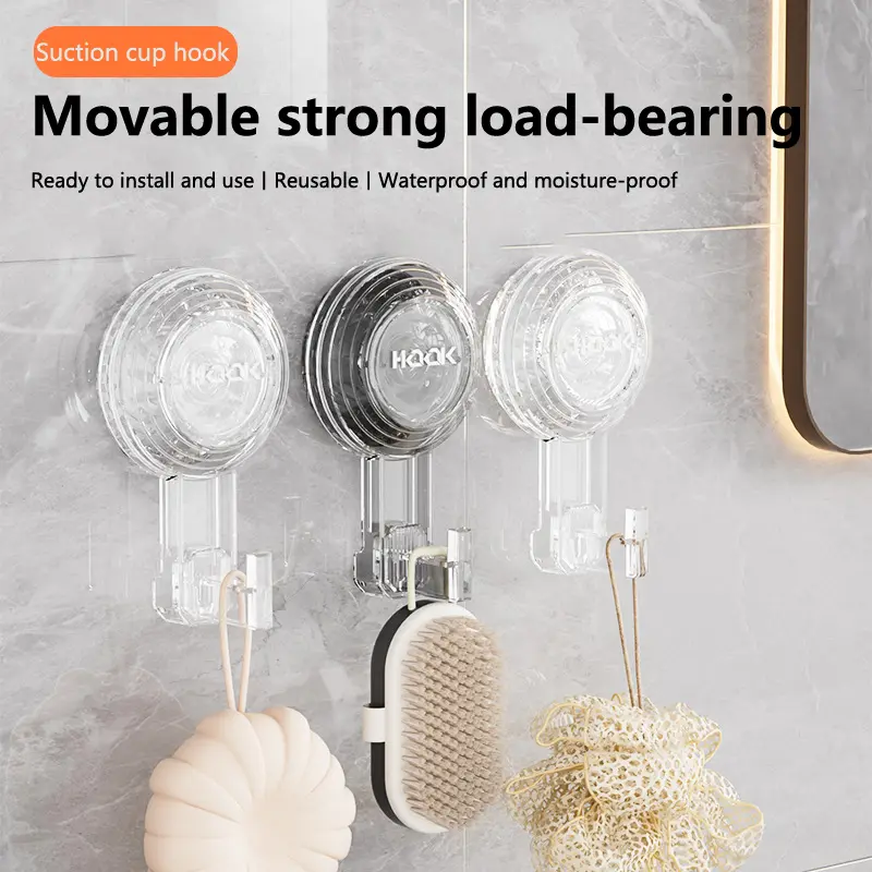 Móc Cốc Hút Mạnh, 1 Cái, Không Cần Đục Lỗ, Chất Kết Dính Chân Không, Mặt Sau Của Cửa Phòng Tắm, Không Dấu Vết, Chất Kết Dính Tường, Thích Hợp Cho Phòng Tắm