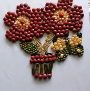 kolase bijian bunga merah kupu