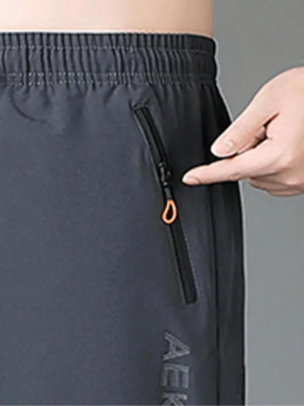 Men's Letter Print Quick Drying Capri Pants, Casual Comfy Breathable Cropped Pants for Summer, Men's Bottoms for Daily Wear 6