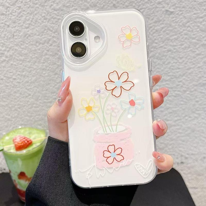 Ốp Điện Thoại Cho iPhone Thiết Kế Đơn Giản Và Cao Cấp Thích Hợp Cho 7P 8 Xs Xr 11 12 13 14Plus 15 Pro Max Hình Bình Hoa Sơn Dầu Ốp Lưng Điện Thoại Chống Sốc Ốp Lưng Mặt Ngược Tuyệt Vời Làm Quà Tặng