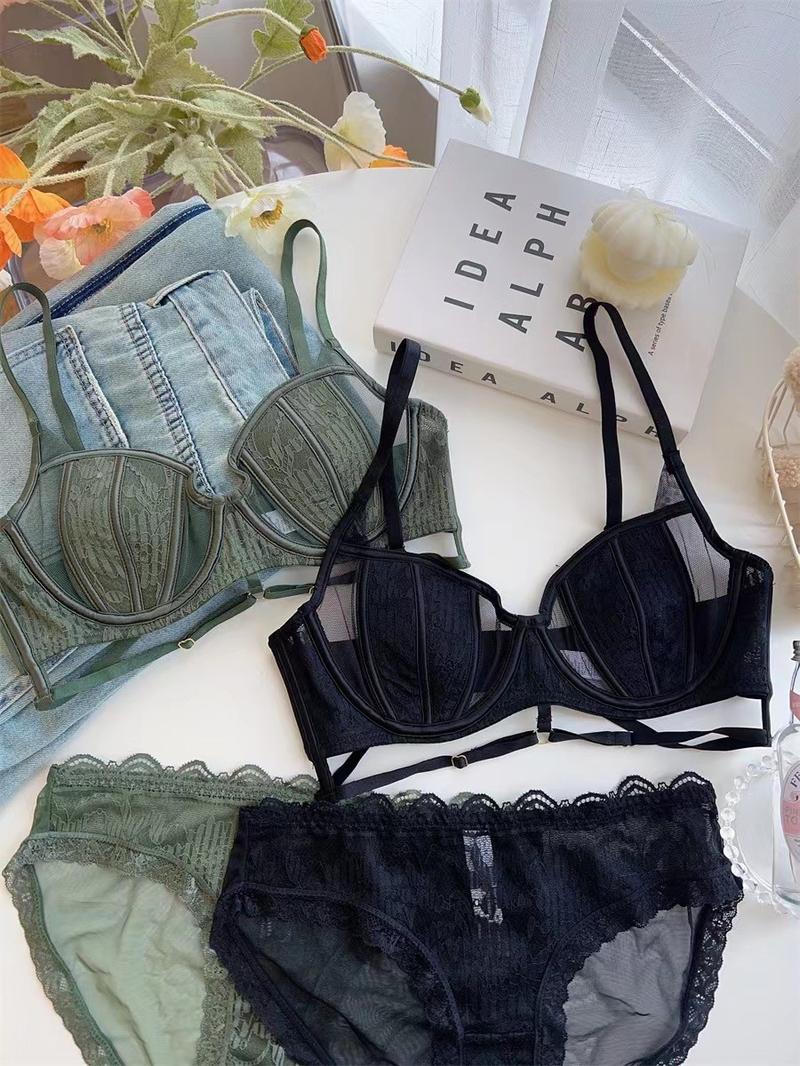 Product Introduction of French Hollow Thin Cup Push-up Underwear Set Girl Bra Womenswear Women Lady Comfort Innerwear Basic 1