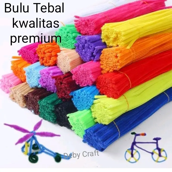 Alat Kerajinan Tangan: 100 Pcs Kawat Bulu Mercy/Pipe Cleaner dengan 4 Warna Berbeda - 0