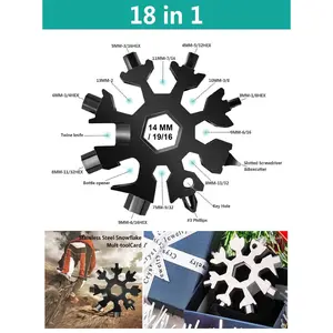 Kunci salju 18in1 multi tool gantungan kunci multifungsi pocket tool 18in1 snowflake tool  AA43