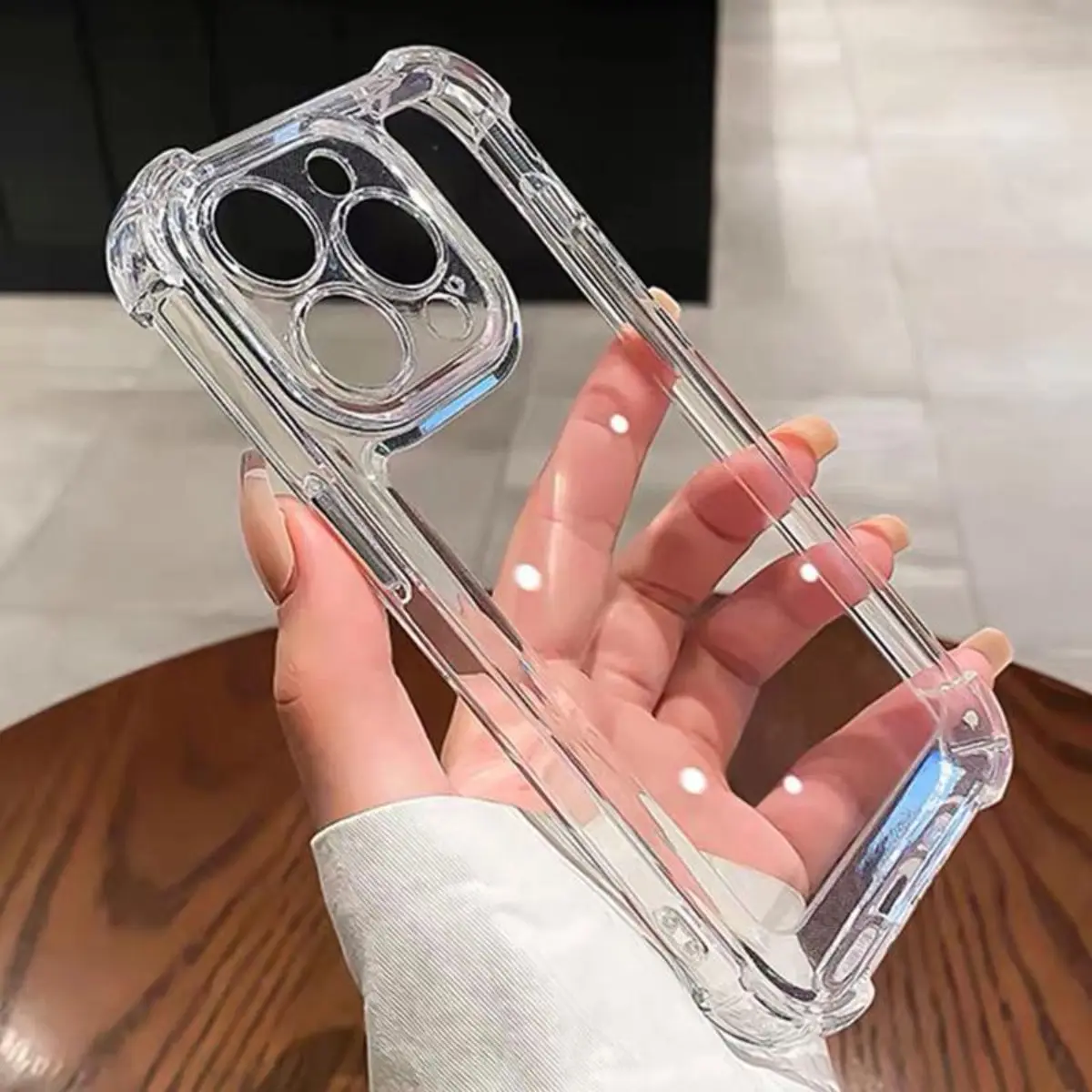 Ốp Điện Thoại Trong Suốt Chống Sốc Sang Trọng Cho iPhone 14 13 12 11 Pro Max X XR XS 7 8 Plus Ốp Lưng Silicon Ốp Lưng Cứng Trong Suốt