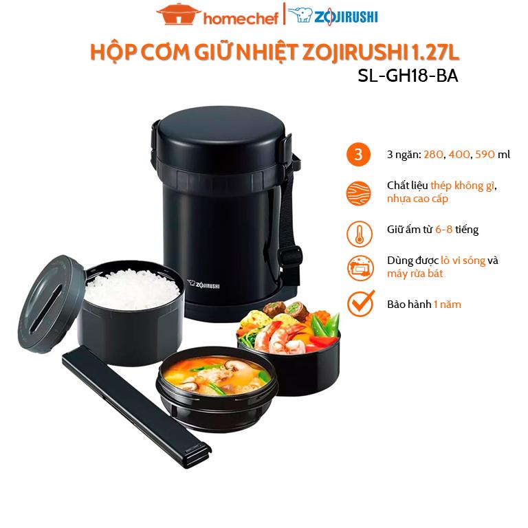 HỘP CƠM GIỮ NHIỆT 3 NGĂN ZOJIRUSHI SL-GH18-BA 1.27L hộp  cơm 1