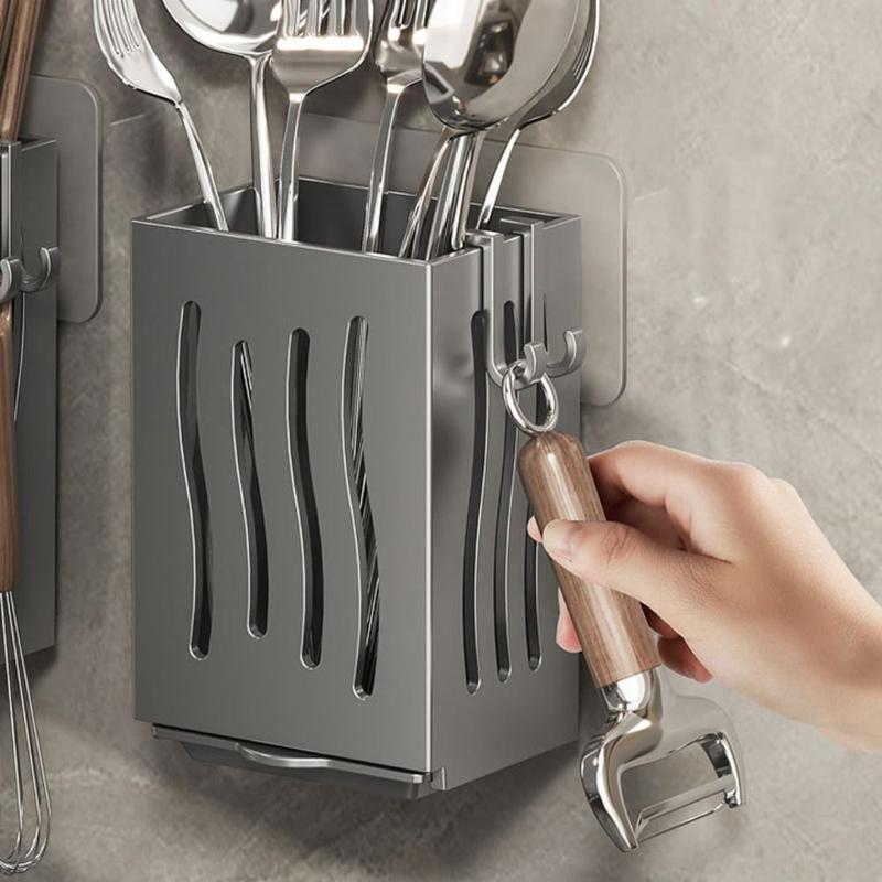 Product Introduction of Multifunctional Plastic Drain Chopsticks Basket Black Anti-mold Chopsticks Cage Efficient Drainage Wall Mounted Chopsticks Tube Storage Box Kitchen 11