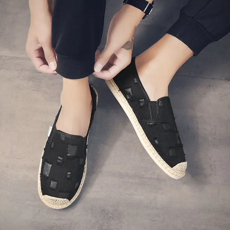 Giày Ngư Dân, Giày Vải Bắc Kinh Cũ Cho Nam, Kiểu Lười, Thoáng Khí, Giày Lười Thường Ngày Và Lười Biếng, Thiết Kế Rách, Hợp Xu hướng, Dành Cho Nam, Năm 2024 6