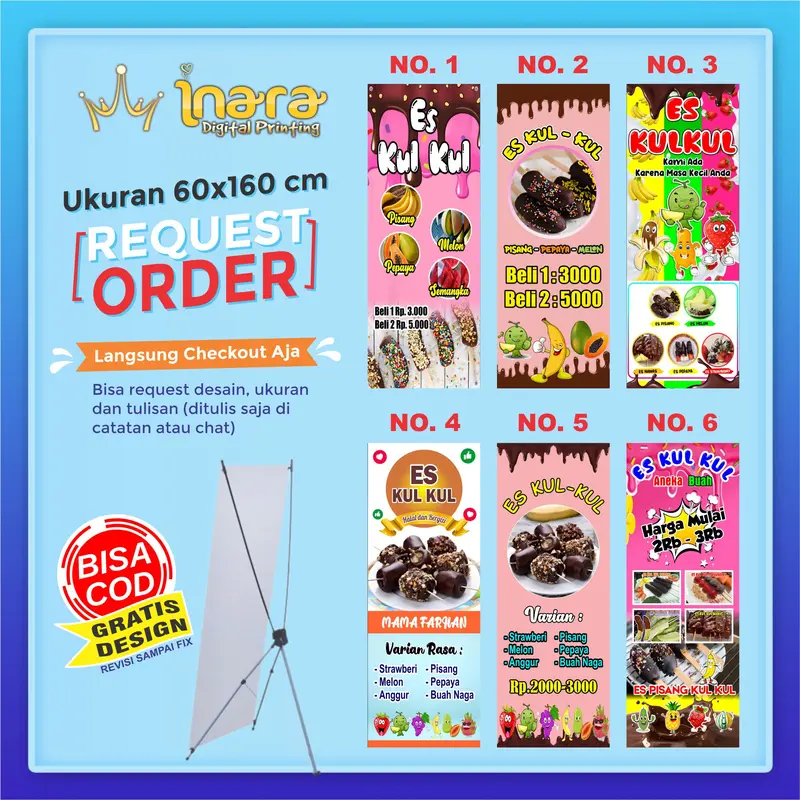 Banner Es KulKul Size 60x160, Bisa Request Spanduk 0