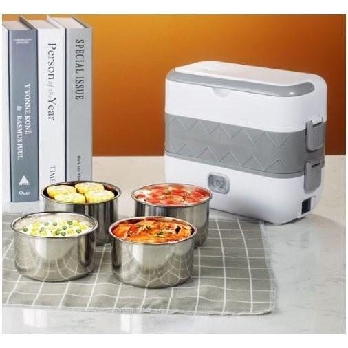 Hộp cơm hâm nóng 2 tầng 4 ngăn LUNCHBOX inox giữ nhiệt và tự nấu chín thức ăn, Cà Men Đựng Cơm Đi Làm 1