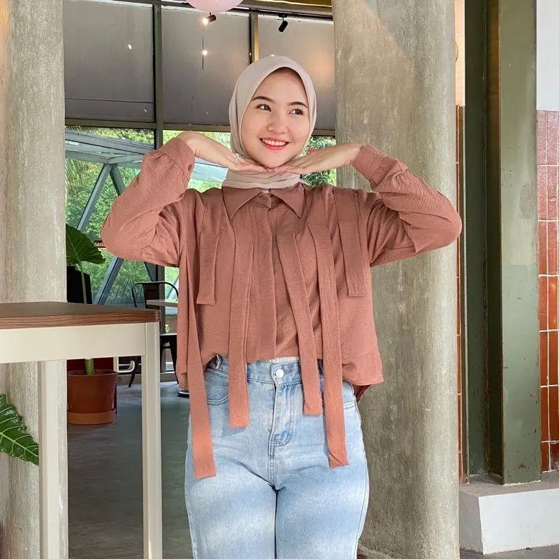 Cou - BINA SHIRT / ATASAN WANITA TERBARU KEKINIAN - NN Fit Kancing Kantong Karet 2