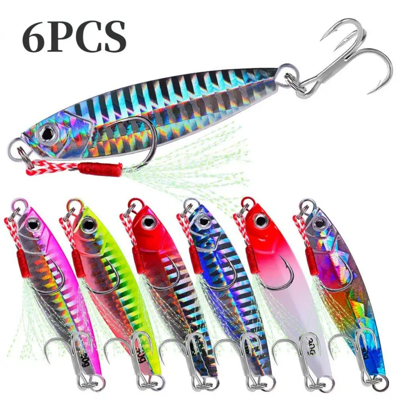 6 Pz Esche Metalliche Vertical Jig Diamond Long Cast Per Pesca Mare E Acqua Dolce - Foto 1