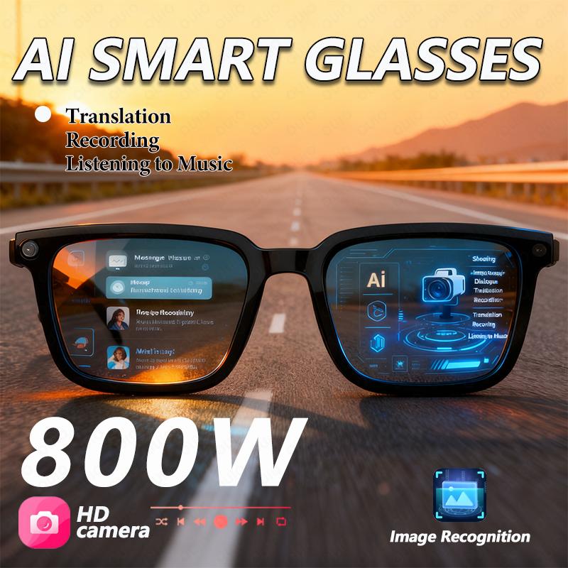 AI Smart Glasses 4K HD 800W Pixel Camera Video Outdoor Sport Sunglasses AI ChatGPT Translation Recording Bluetooth Call Glasses