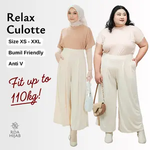 RDAHijab Relax Culotte | Celana Bawahan Kulot Kaos Rayon Jenjang Big Size Jumbo