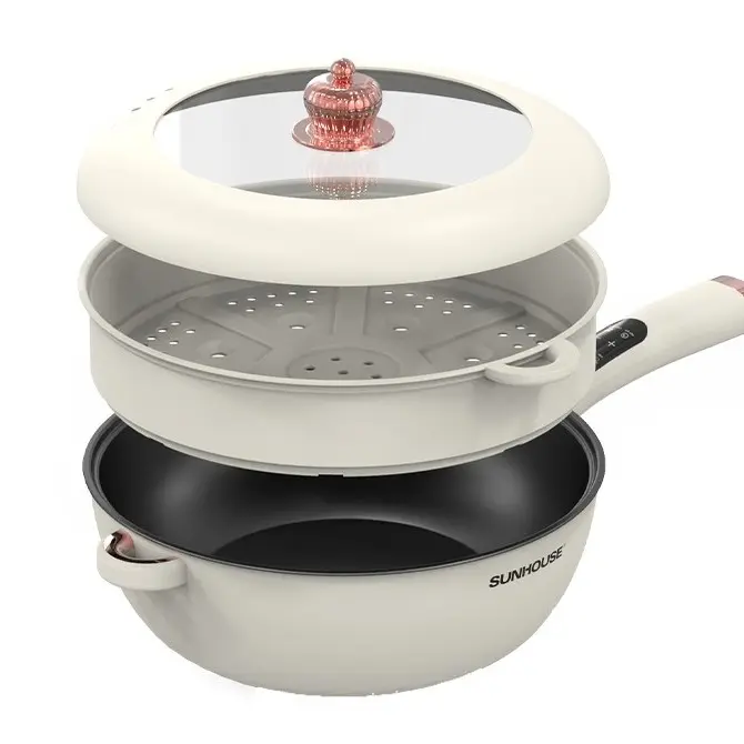 [MẪU MỚI] Chảo điện đa năng dung tích 5L SUNHOUSE SHD4555, 6 chức năng chiên, xào, lẩu, hấp, nấu cháo, giữ ấm 1