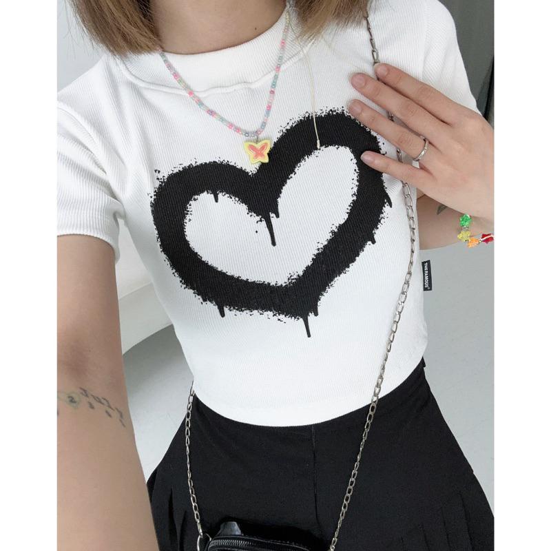 Áo phông croptop "Spray Heart" The Famous Nữ Women Voi Thun❤️ 2