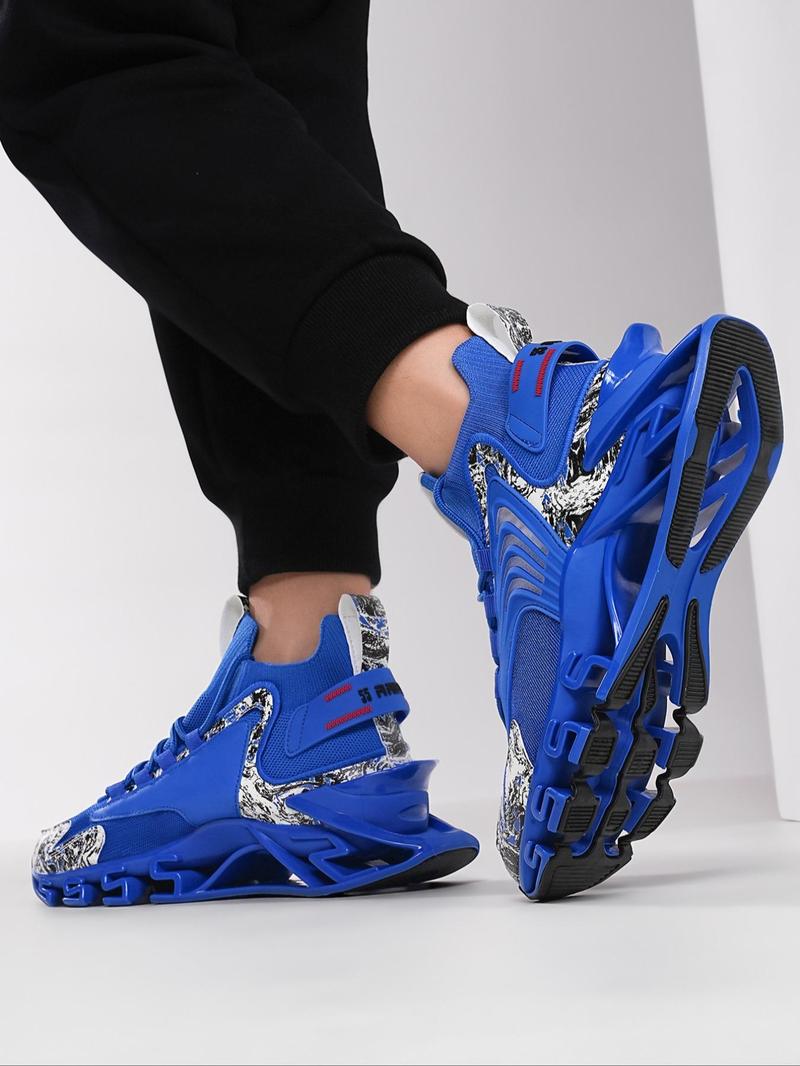 Product Introduction of Men's Patchwork Lace Up Running Shoes, Casual Breathable Comfortable Sports Shoes, Male All-match Round Toe Sneakers for Daily Wear 5