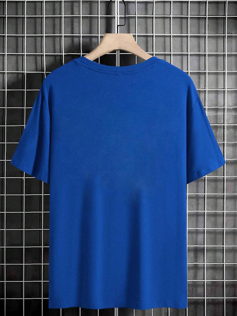 Product Introduction of Men's Letter Print Round Neck Tee, Summer Clothes, Regular Fit Casual Short Sleeve Crew Neck T-Shirt for Summer, Fashion Men's Top for Daily Wear 11