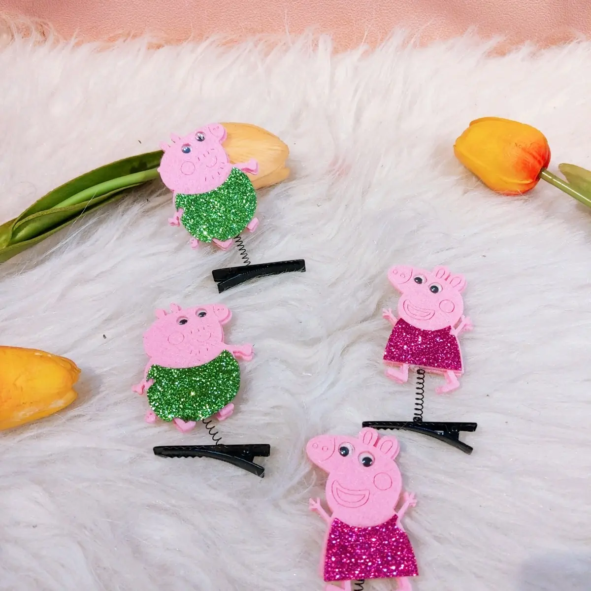 kẹp tóc lò xo heo peppa