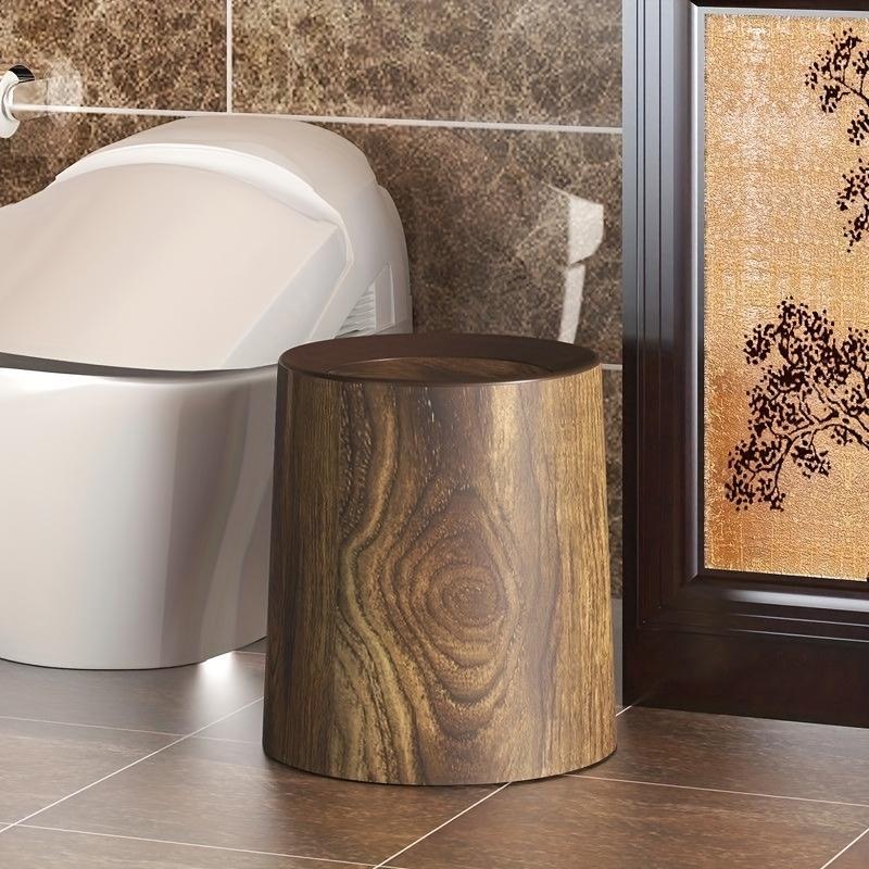Product Introduction of Wood Grain Design Trash Can, 1 Count Modern Silent Trash Can, Household Waste Bin with Lid, Trash Bin for Home, Office and Hotel 2