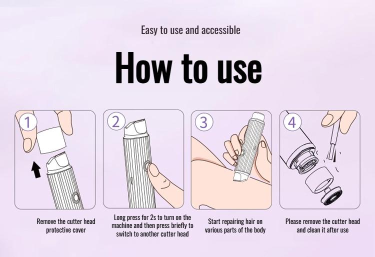Product Introduction of Women's special dualhead fullbody hair removal pubic hair trimmer underarm shaver 9