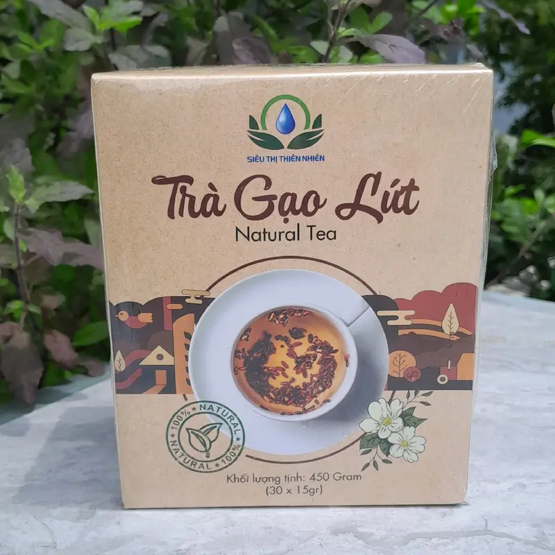 [hộp 450gr] Trà gạo lứt thảo mộc túi lọc Nature Tea Siêu Thị Thiên Nhiên Không đường Hữu cơ Tự nhiên 30 gói nhỏ túi lọc Nước Trà Chè 1