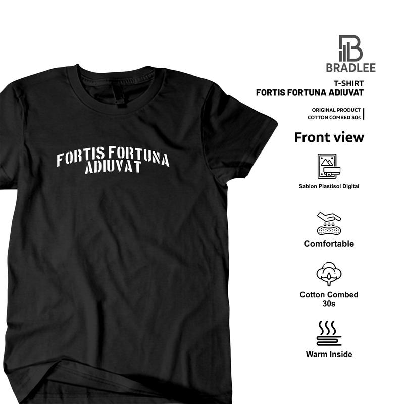 Kaos Dewasa Fortis Fortuna Adiuvat Artis John Wick Keberuntungan Hanya Berpihak Pada Yang BeranI T-shirt Sablon Pria Wanita Standar Distro Katun Combed 30s 1
