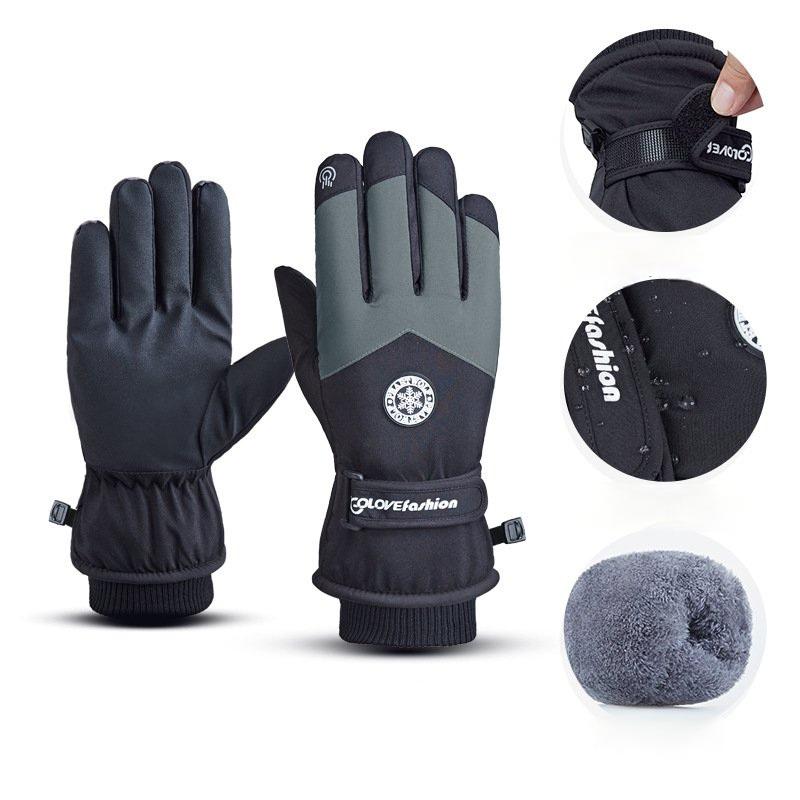 Găng Tay Mùa Đông, Găng Tay Xe Máy Nam Nữ Ba Lớp Lót Lông Vũ Và Cảm Ứng